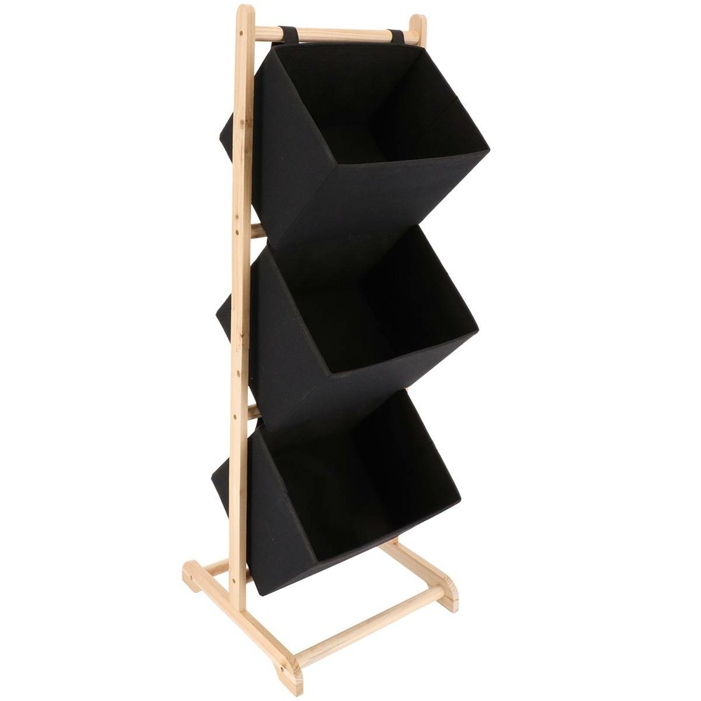 Meuble sapin 3 paniers en polyester - naturel/noir