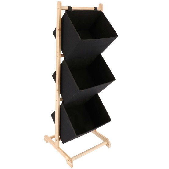 Meuble sapin 3 paniers en polyester - naturel/noir