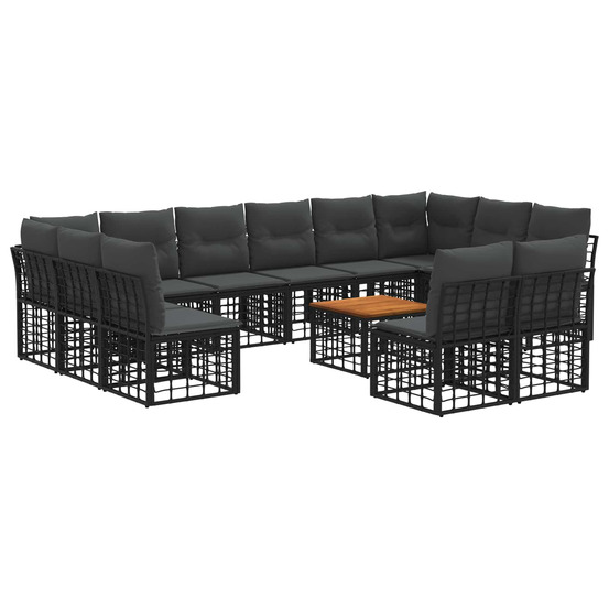 Ensemble de canapés d'extérieur 13 pcs noir et gris foncé