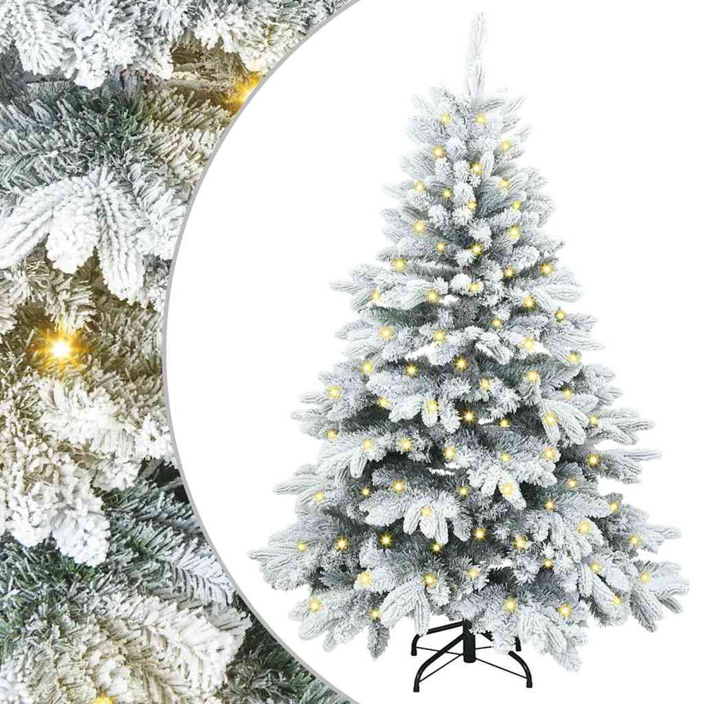 Sapin de noël artificiel avec 150 led blanc 120 cm pe et pvc