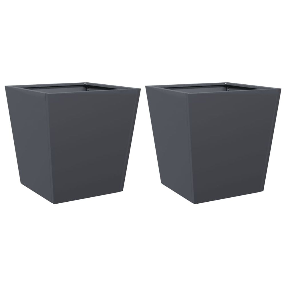 Jardinières 2 pcs anthracite 40x40x40 cm acier