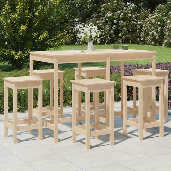Ensemble de bar de jardin 7 pcs bois de pin massif
