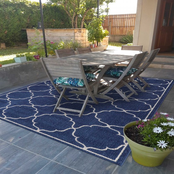 Tapis extérieur 120x170 tissé kilim bleu kuma