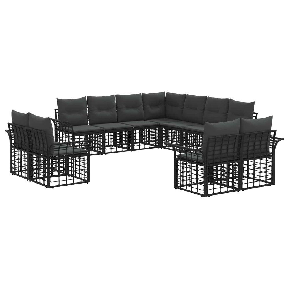 Ensemble de canapés d'extérieur 11 pc noir et gris foncé