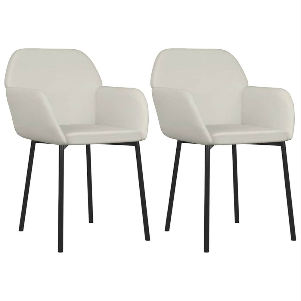 Chaises à manger lot de 2 crème velours