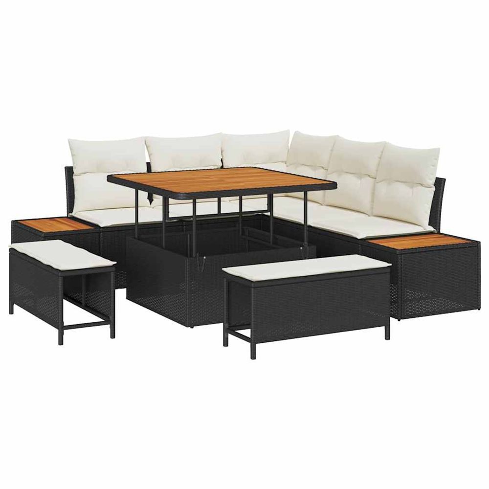 Ensemble de canapé de jardin 8 pc 7-nombre de places noir