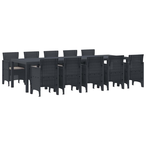 Ensemble de salle à manger pour jardin 11 pcs anthracite