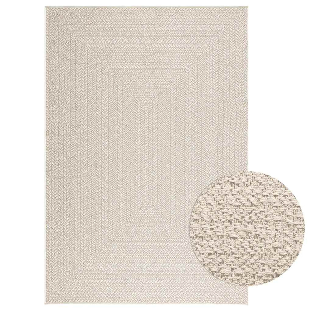 Tapis zizur crème 140x200 cm aspect de jute intérieur extérieur