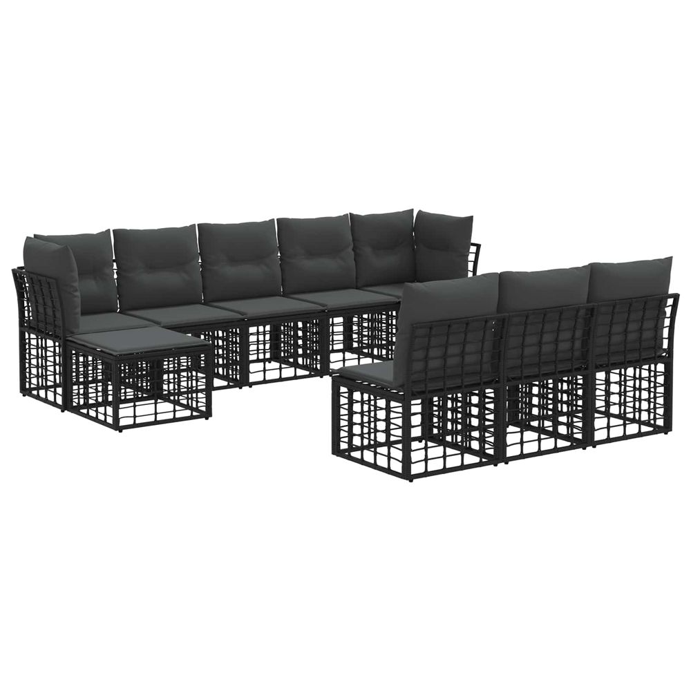 Ensemble de canapés d'extérieur noir et gris foncé polyester