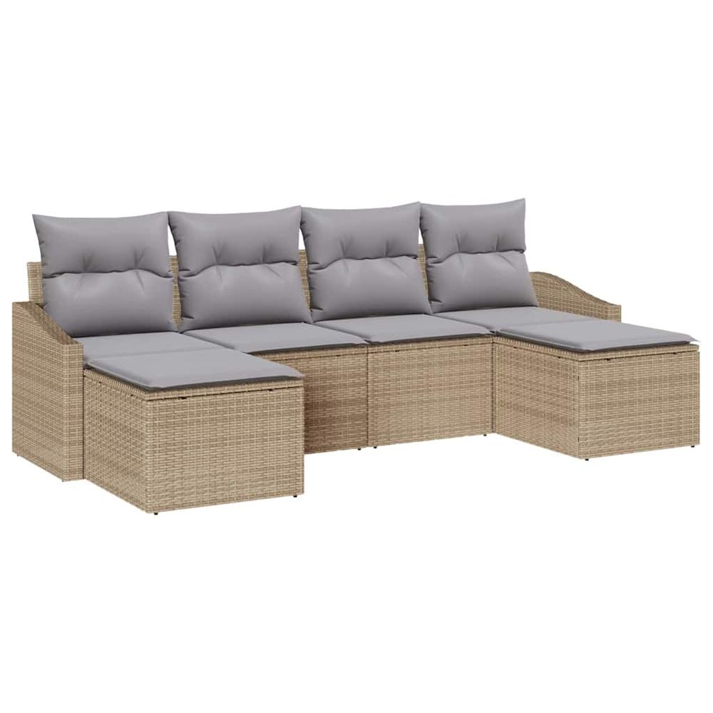 Ensemble de salle à manger pour jardin 6 pc beige et gris clair