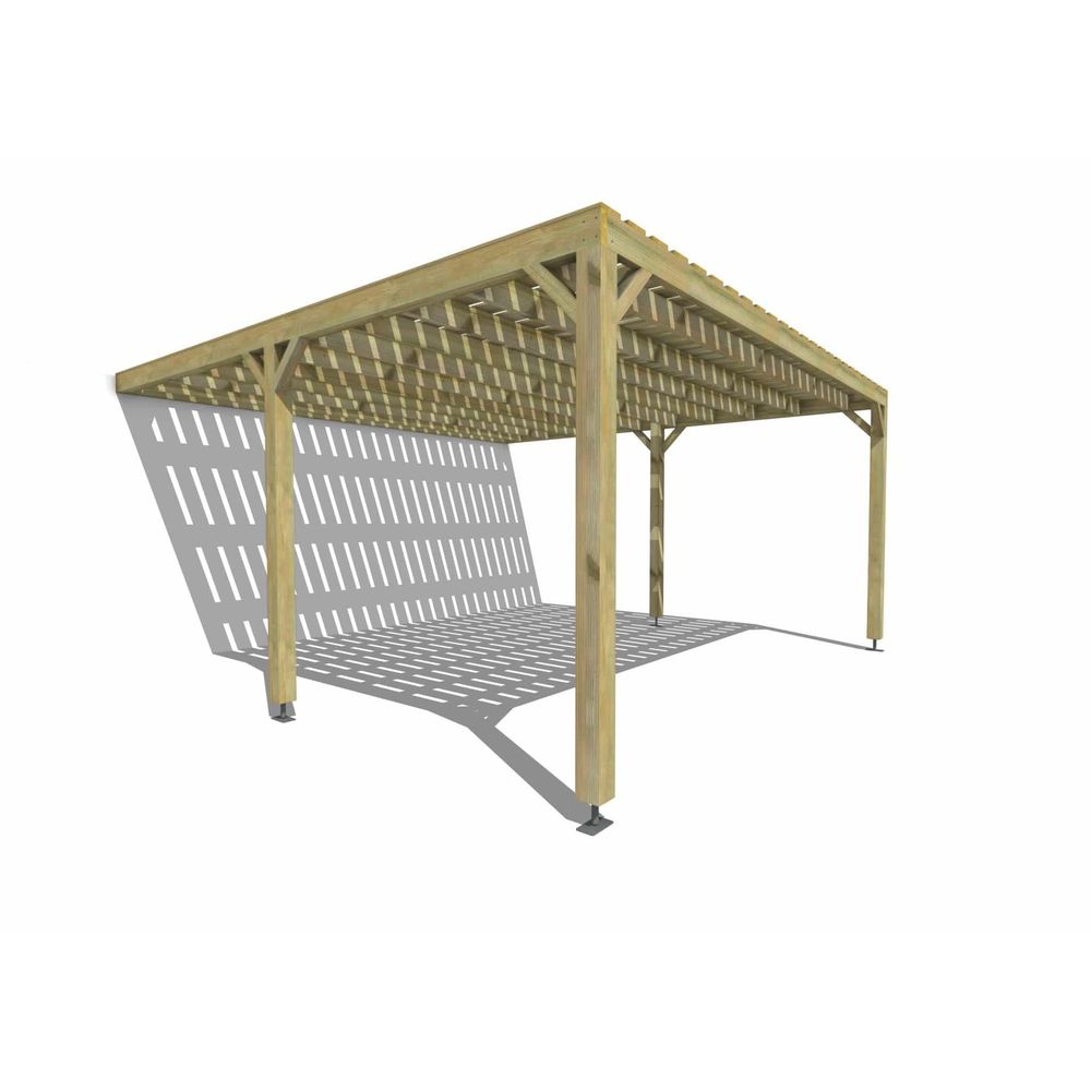 Pergola bois • 5m x 5m • adossée • sens largeur • platelage bois • livraison comprise