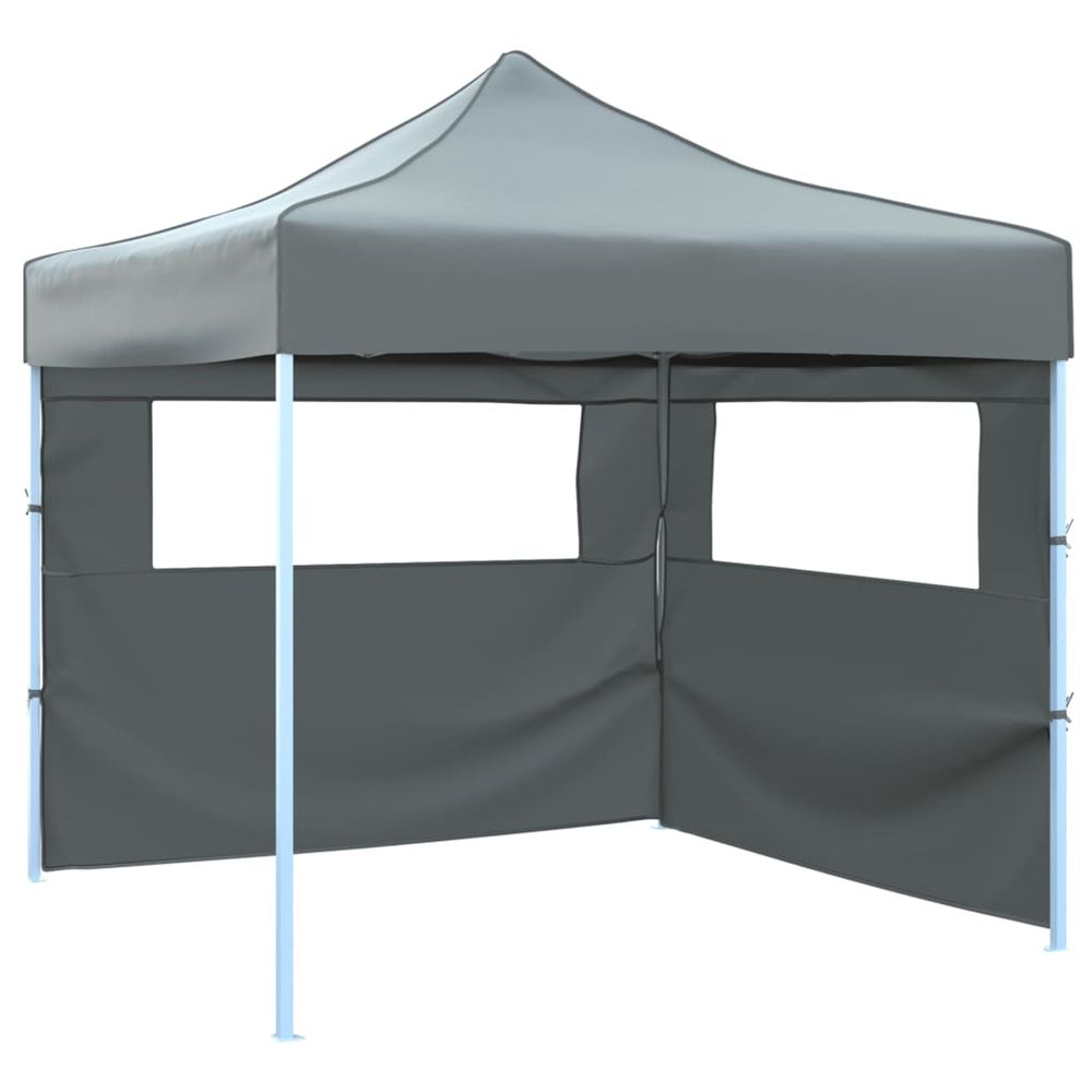 Tente de réception escamotable avec 2 parois 3x3 m anthracite