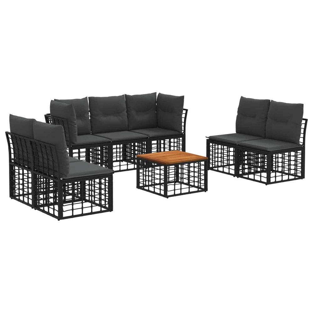 Ensemble de canapés d'extérieur 8 pc noir et gris foncé