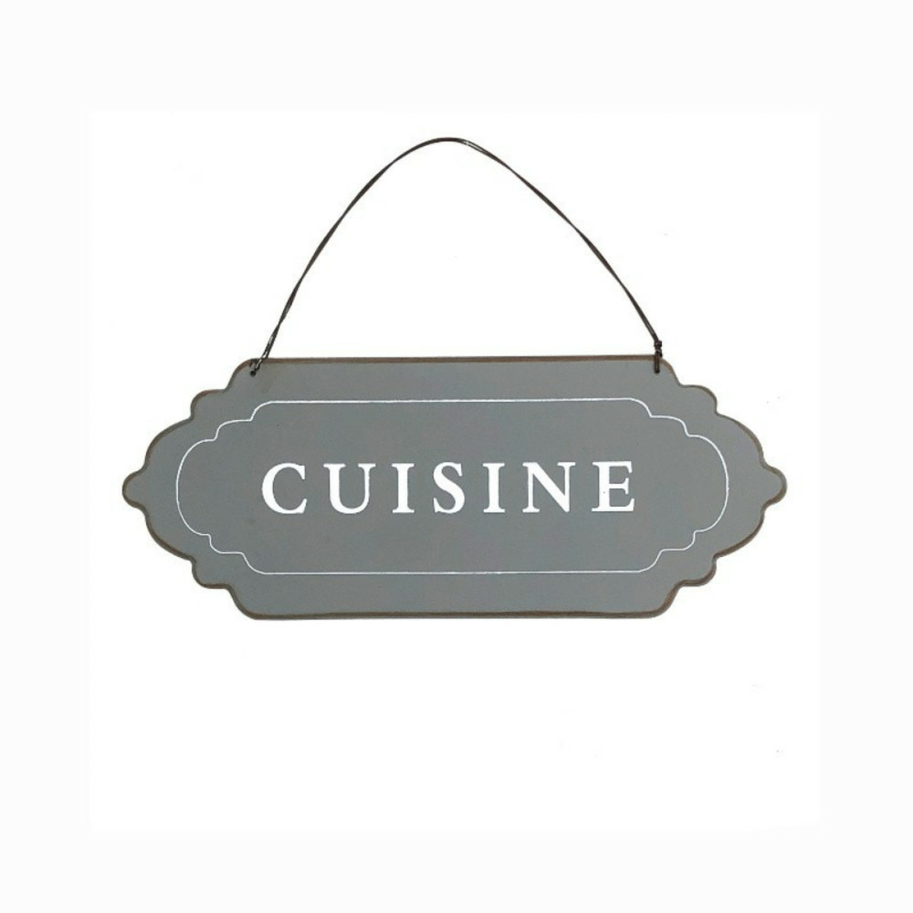Plaque de porte décorative vintage cuisine fer gris 12x7cm