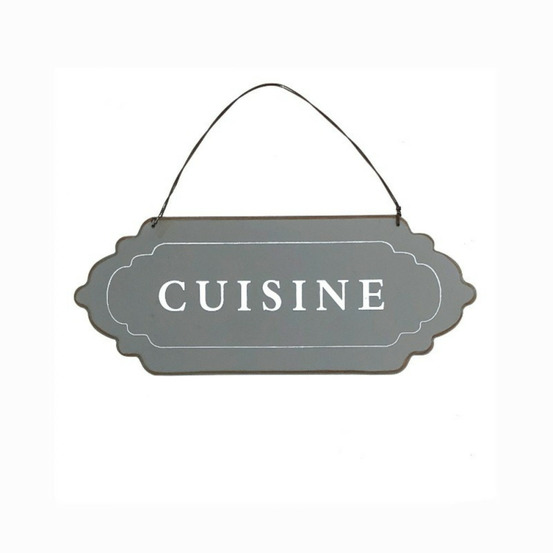 Plaque de porte décorative vintage cuisine fer gris 12x7cm
