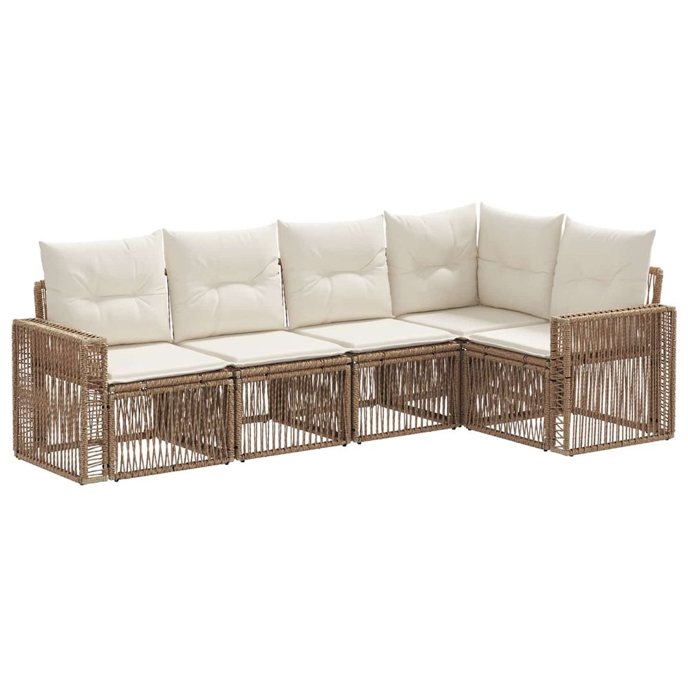 Ensemble de canapé de jardin 5 pc beige et blanc crème
