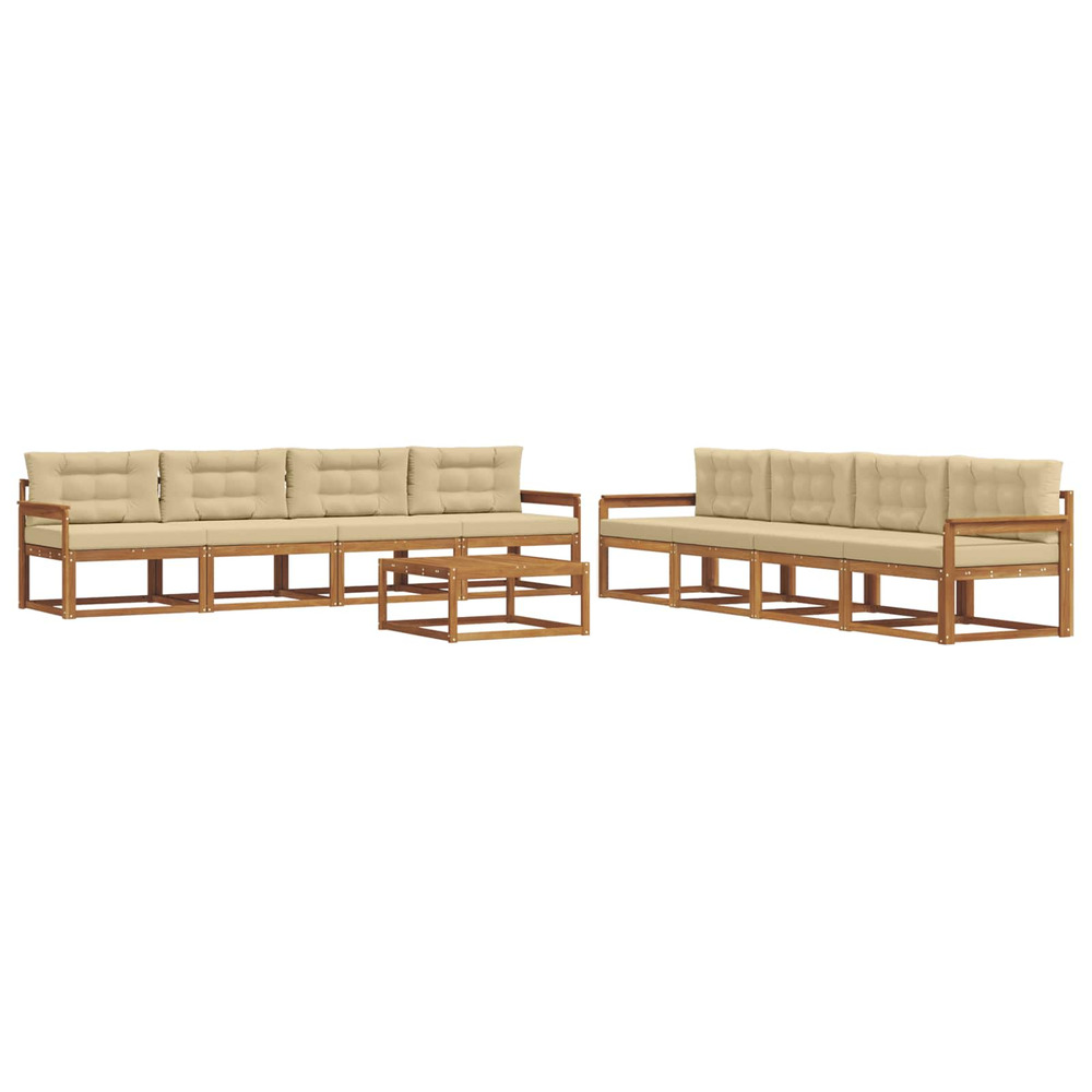 Ensemble de canapés d'extérieur 9 pcs naturel et beige