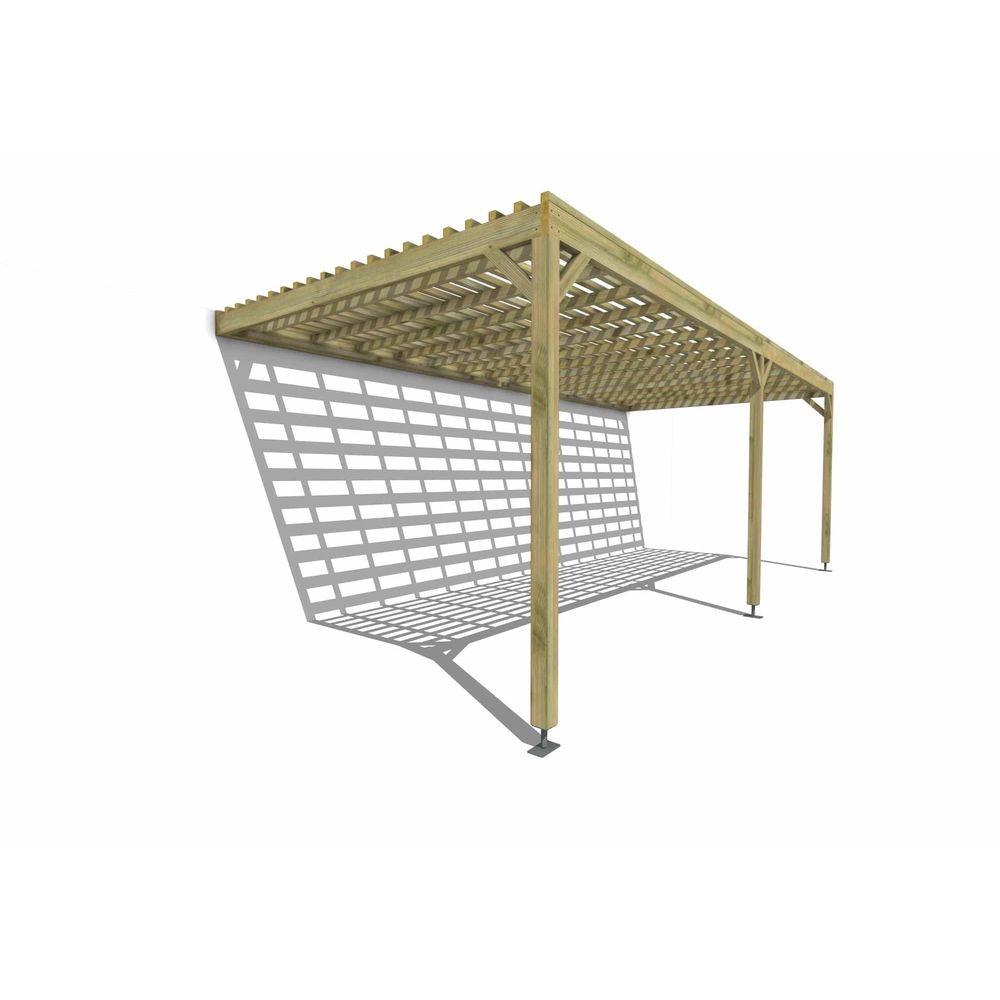 Pergola bois • 7m x 3m • adossée • sens profondeur • lattage bois • livraison comprise