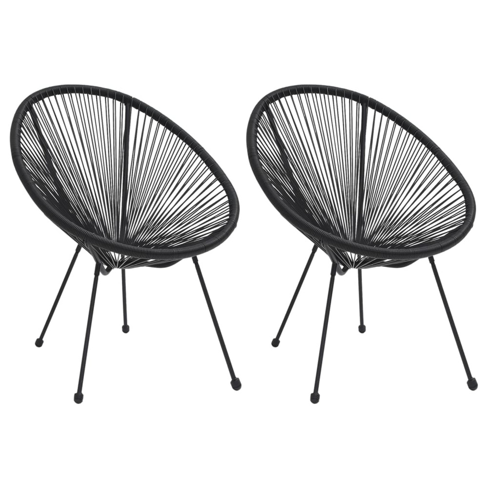 Chaises de jardin en forme de lune lot de 2 rotin noir