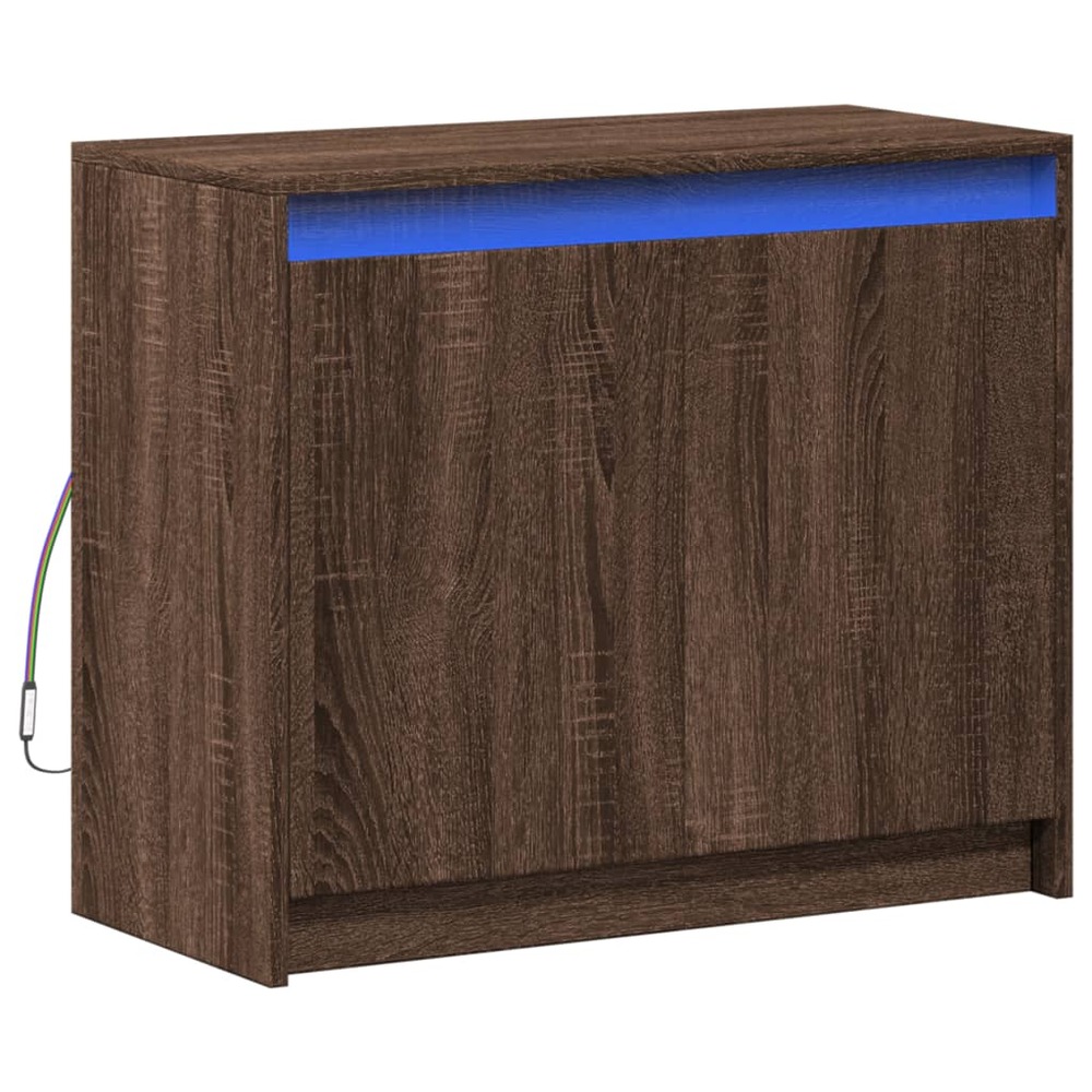 Buffet bahut commode armoire meuble de rangement organisateur cuisine salle de séjour salon avec led 72 x 34 x 61 cm bois d'i