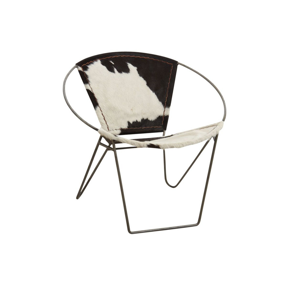 Fauteuil en peau de vache et métal