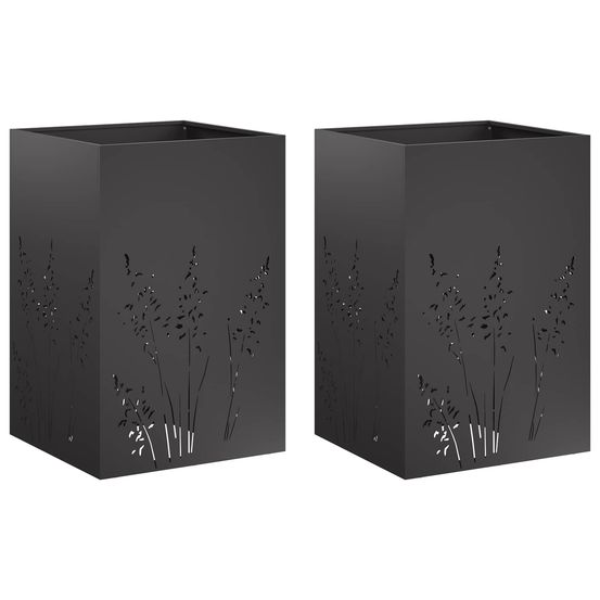 Cache-pot de jardin 2 pc noir 50 x 50 x 75 cm