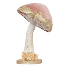 Déco de noël champignon rose pailleté 16 x 16 x h 26 cm
