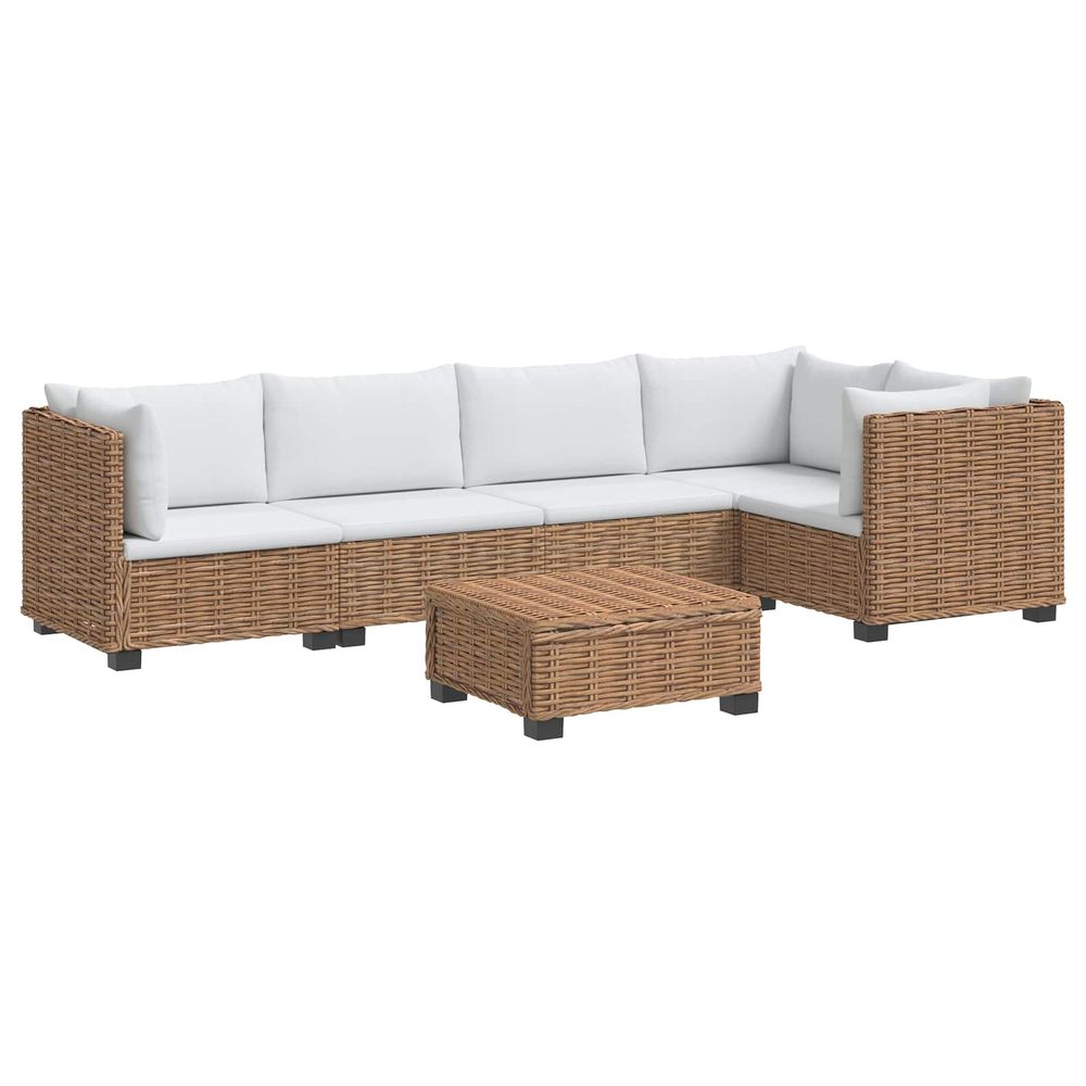 6 pc ensemble de salon en rotin avec coussins gendt naturel
