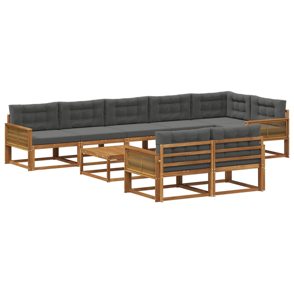 Ensemble de canapés d'extérieur 9 pcs naturel et anthracite
