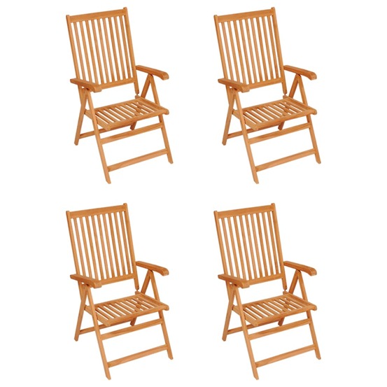 Chaises de jardin lot de 4 coussins à carreaux gris teck solide