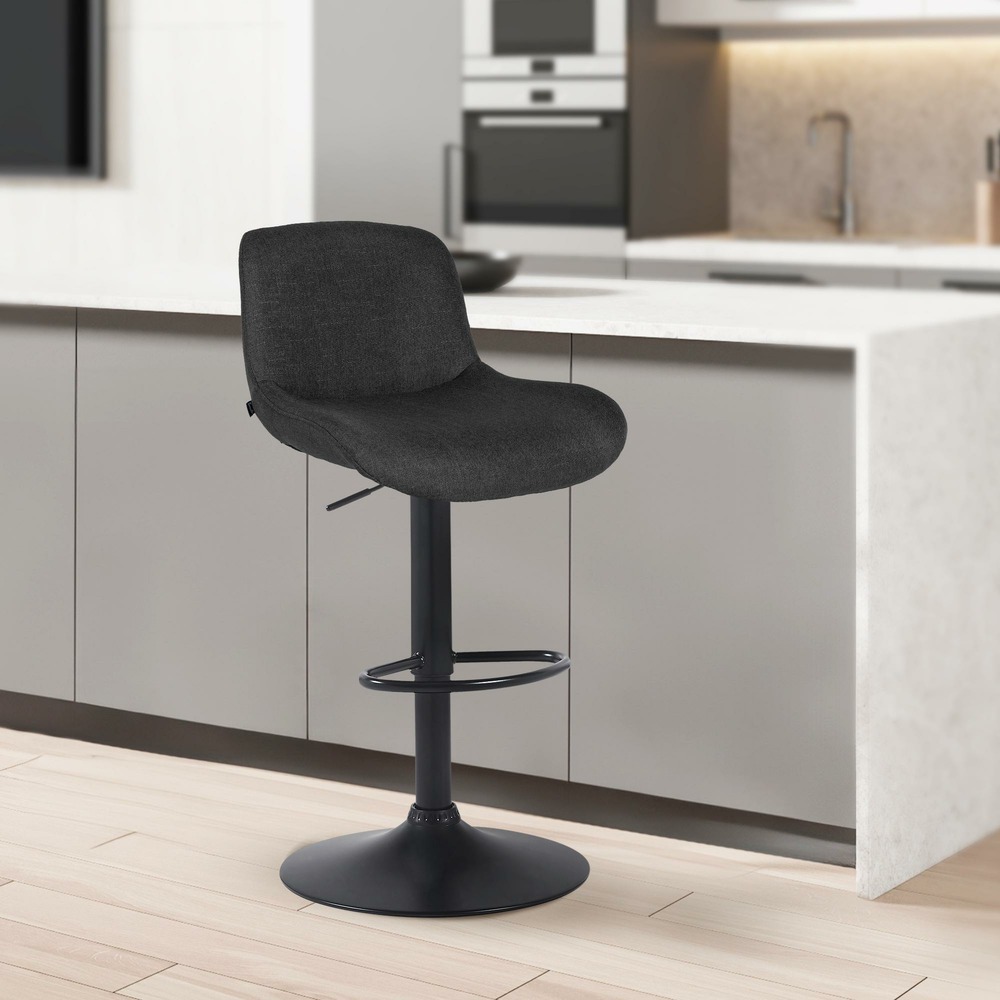 Tabouret de bar solon tissu noir