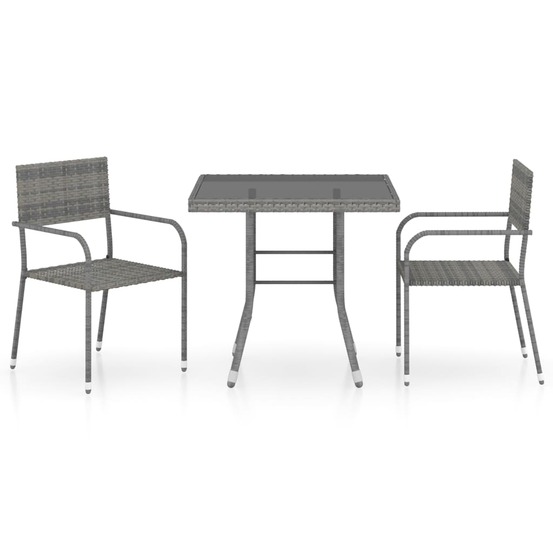 Ensemble à manger de jardin 3pcs résine tressée anthracite gris