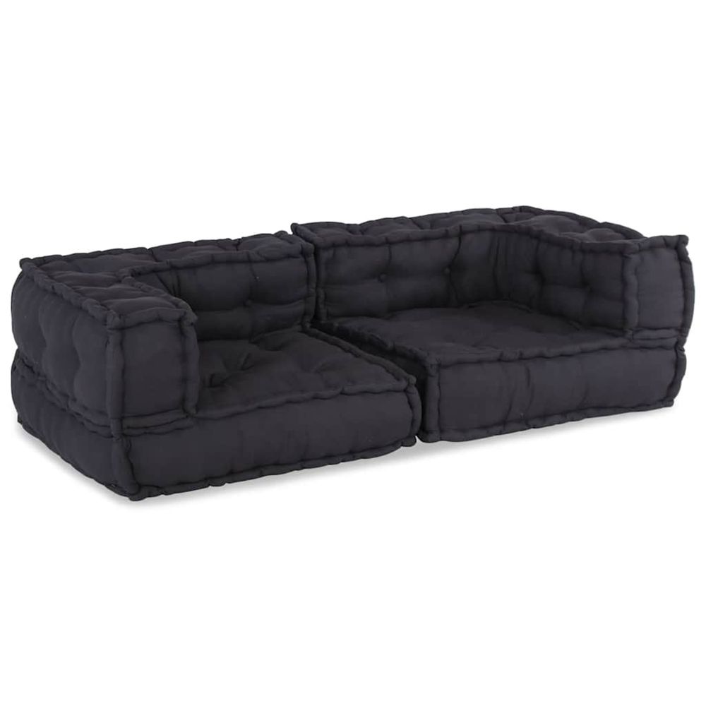 Canapé modulaire 2 places anthracite 140x70x36 tissu