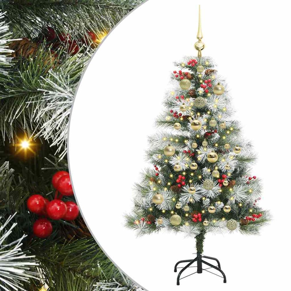 Sapin de noël artificiel vert et blanc 120 cm