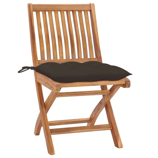 Chaises pliables de jardin avec coussins lot de 8 teck solide