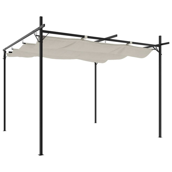 Pergola avec toit rétractable crème 295x292x230 cm