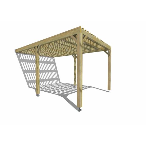 Pergola bois • 3m x 5m • adossée • sens largeur • lattage bois • livraison comprise