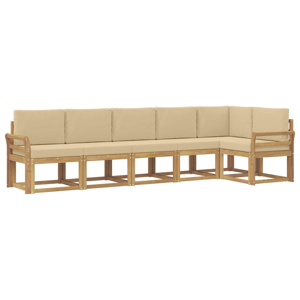 Ensemble de canapés d'extérieur 6 pc blanc et beige polyester