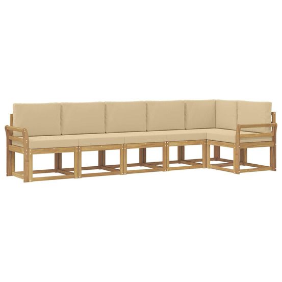 Ensemble de canapés d'extérieur 6 pc blanc et beige polyester