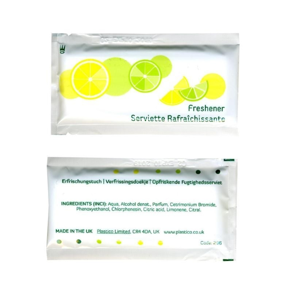 Serviette rafraîchissante citronnée - lot de 500 - plastico