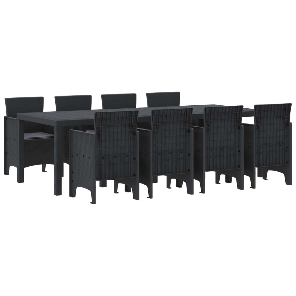 Ensemble de salle à manger pour jardin 9 pc anthracite