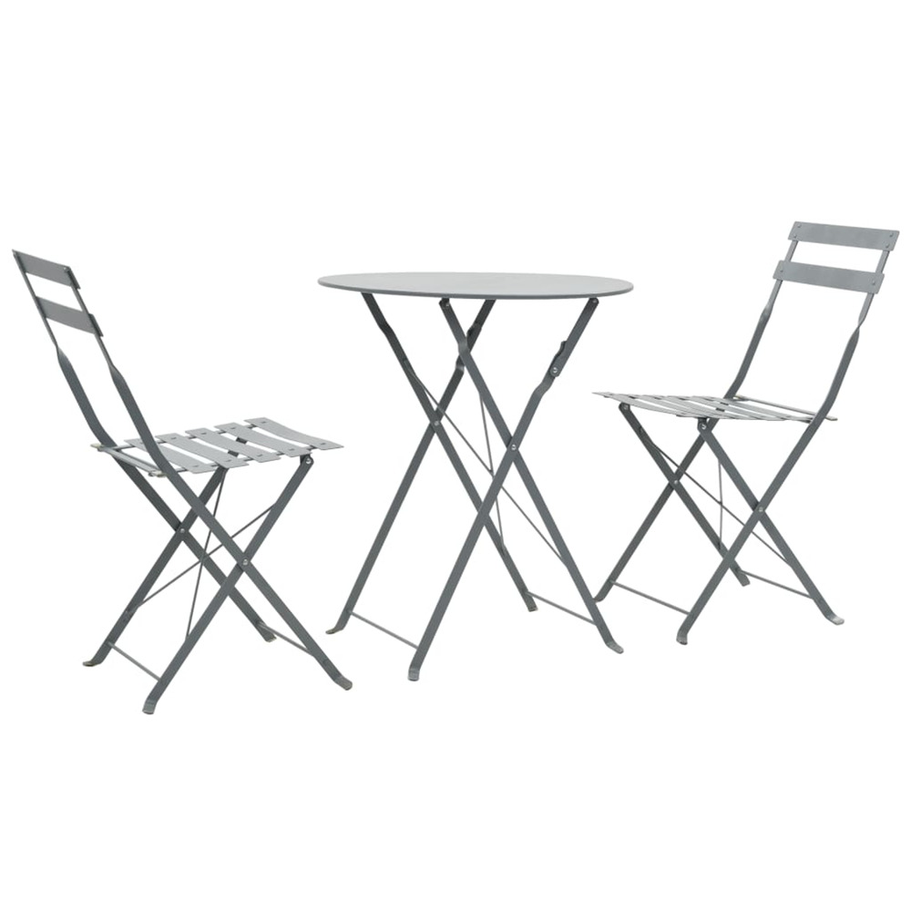Mobilier de bistro 3 pcs acier gris