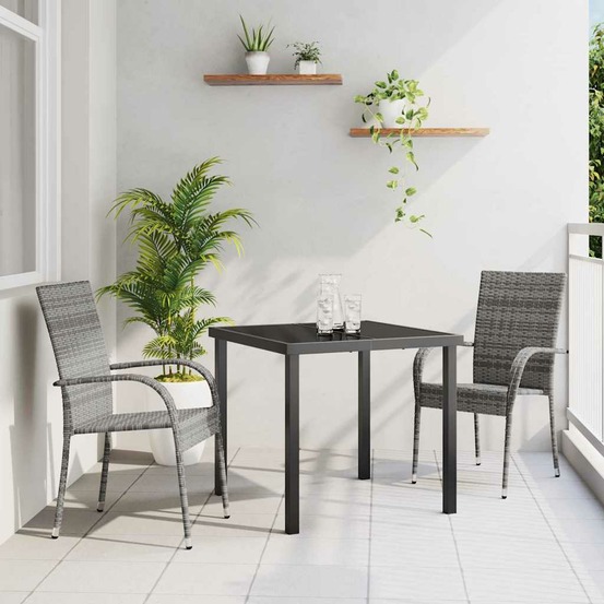 Ensemble de salle à manger pour jardin 3 pcs gris
