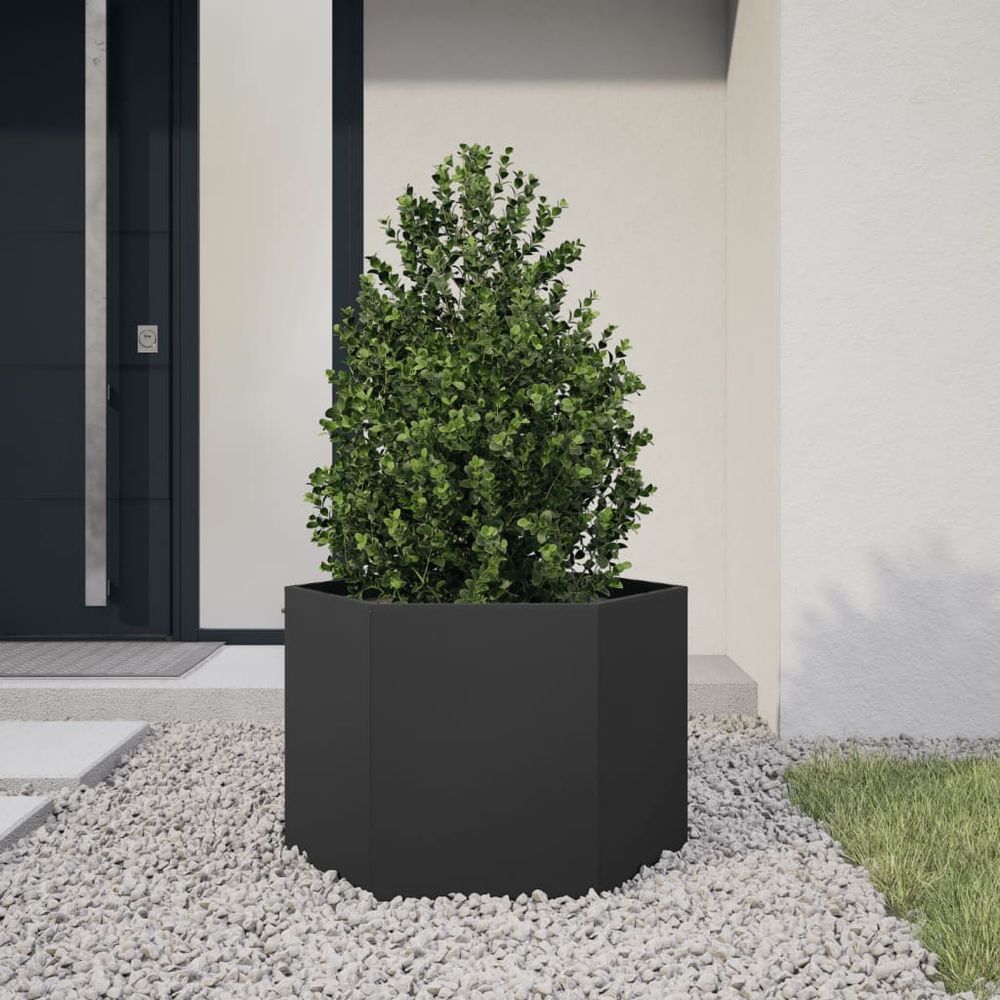 Jardinière surélevée hexagonale en acier pour potager jardin noir 69x60cm