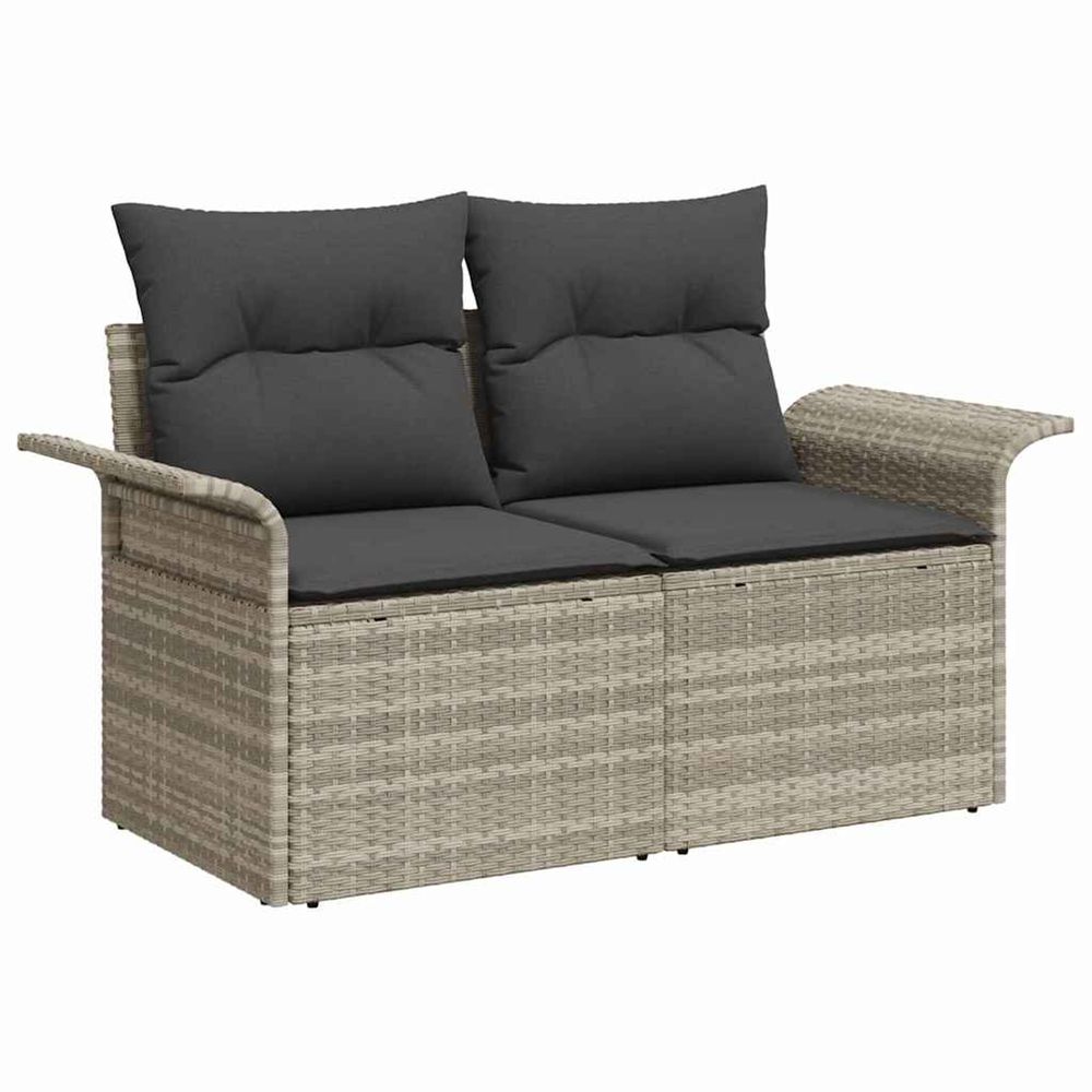 Canapé de jardin gris clair 141 x 62 x 69 cm polyrotin