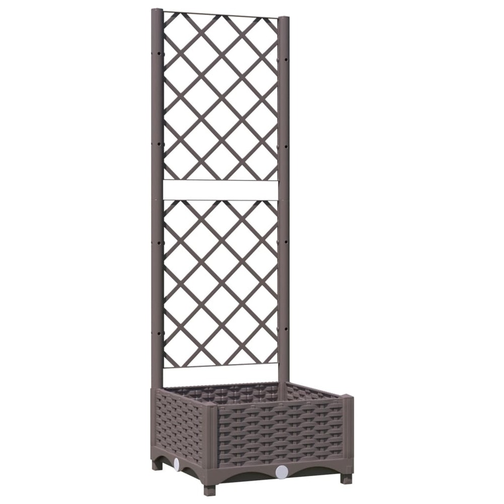 Jardinière bac lit surélevé plantes fleurs terrasse jardin avec treillis 40 x 40 x 121,5 cm pp marron