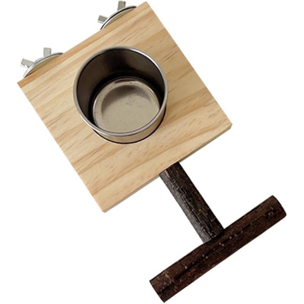 Perchoir mangeoire bois pour oiseaux