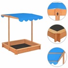 Bac à sable avec toit ouvrant bois de sapin bleu uv50