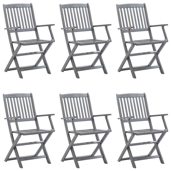 Chaises pliables d'extérieur lot de 6 et coussins bois d'acacia