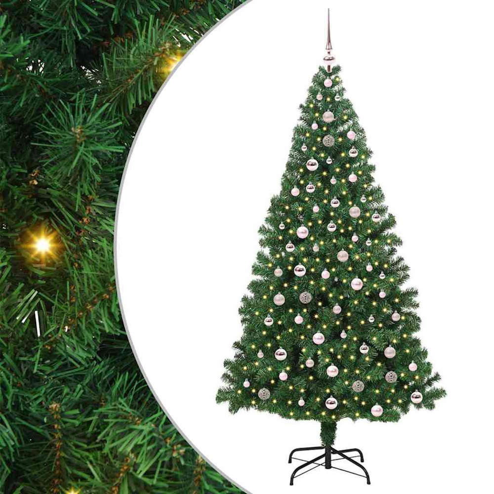 Sapin de noël artificiel vert 240 cm pvc, acier et plastique